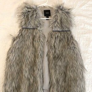 Silver Faux Fur Vest